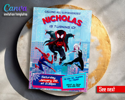 Spider Man Across the Spider-Verse customizable invitation template | Share or Print | boy | JH434