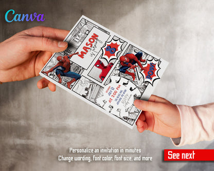 Spiderman Marvel Superhero customizable invitation template | Share or Print | boy | TO721