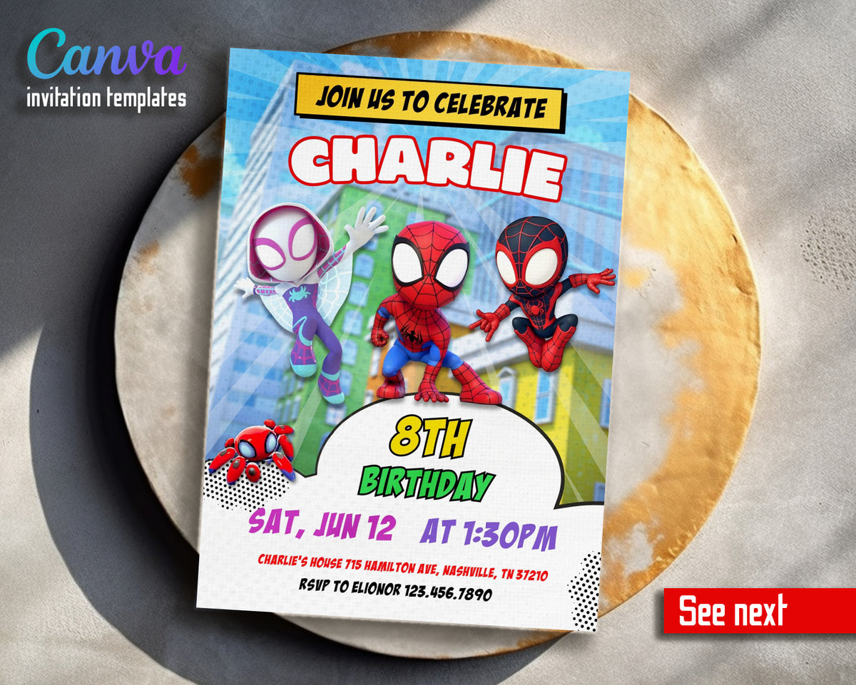 Spidey and His Amazing Friends customizable invitation template | Share or Print | boy | CZ127