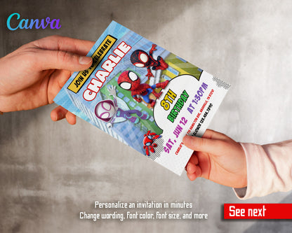 Spidey and His Amazing Friends customizable invitation template | Share or Print | boy | CZ127