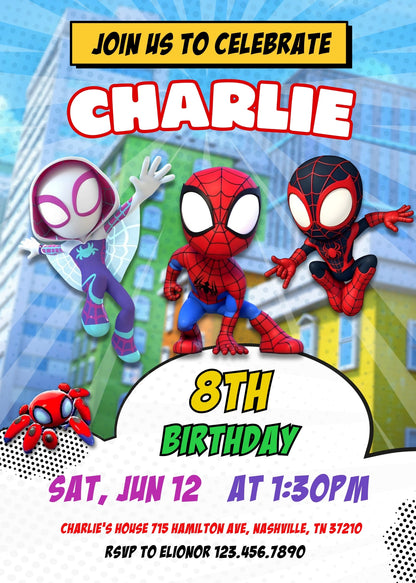 Spidey and His Amazing Friends customizable invitation template | Share or Print | boy | CZ127