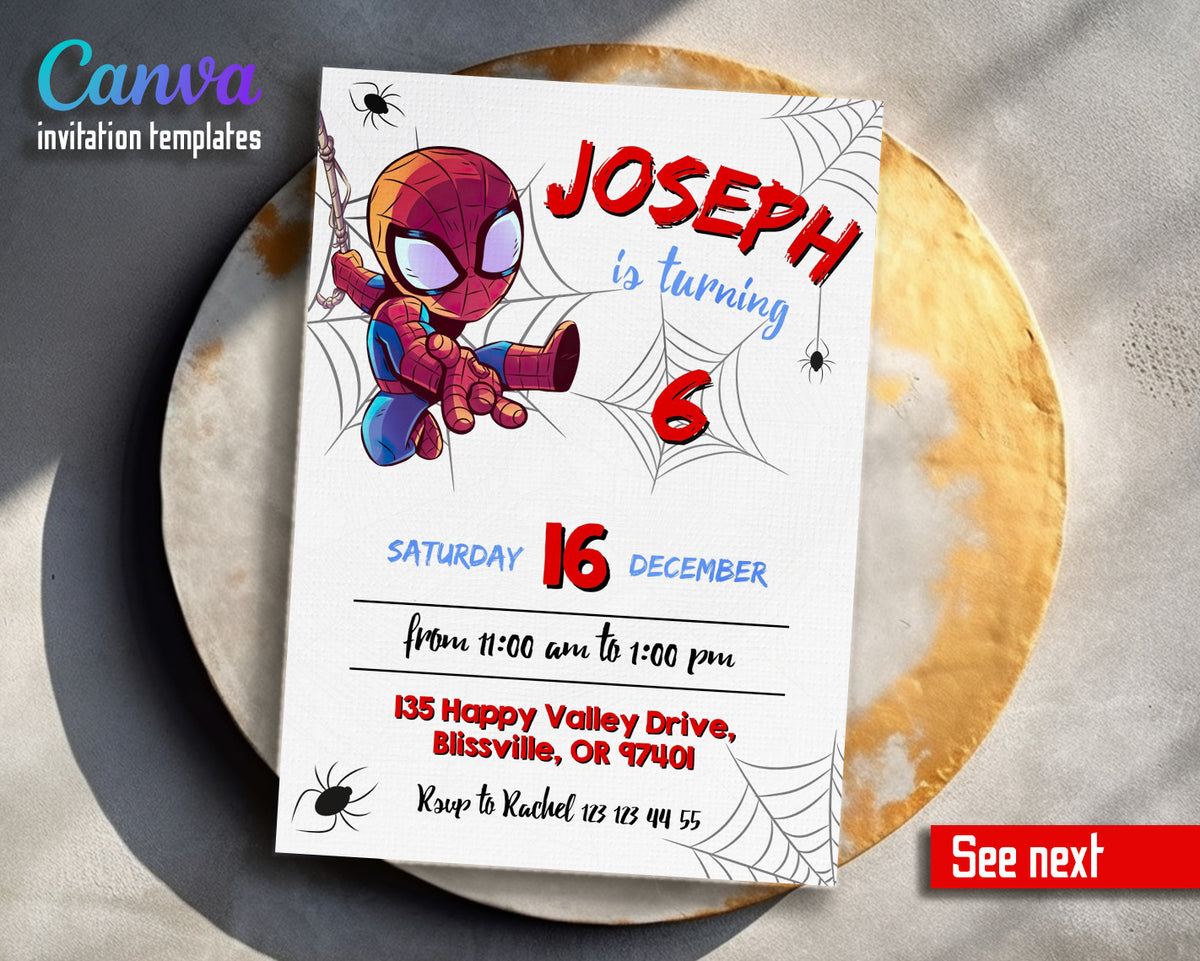 Spidey and His Amazing Friends customizable invitation template | Share or Print | boy | KG661