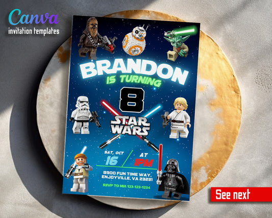 Star Wars Darth Vader Lego Minifigures customizable invitation template | Share or Print |  | XL673