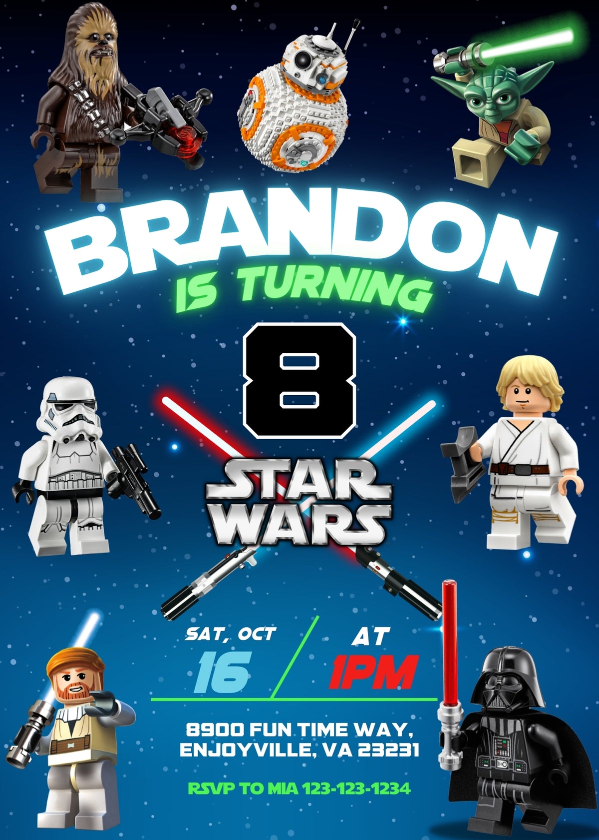 Star Wars Darth Vader Lego Minifigures customizable invitation template | Share or Print |  | XL673