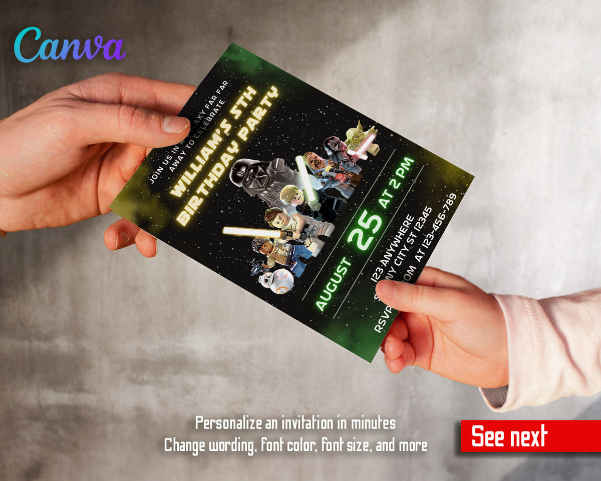Star Wars Darth Vader Lego Minifigures customizable invitation template | Share or Print |  | LV645