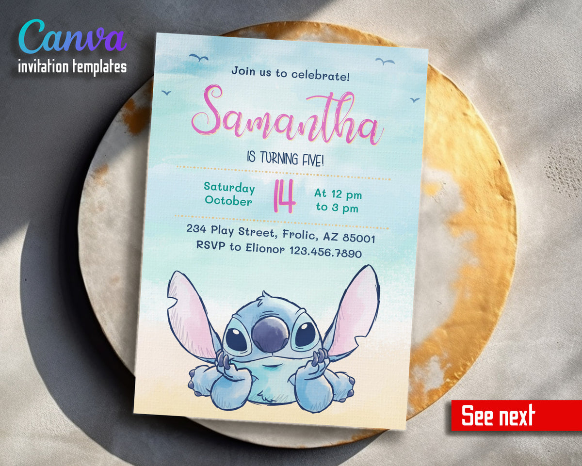 Lilo & Stitch Aloha customizable invitation template | Share or Print |  | DC234