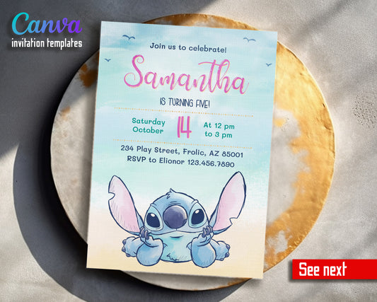 Lilo & Stitch Aloha customizable invitation template | Share or Print |  | DC234
