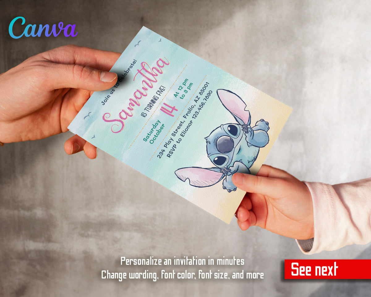 Lilo & Stitch Aloha customizable invitation template | Share or Print |  | DC234