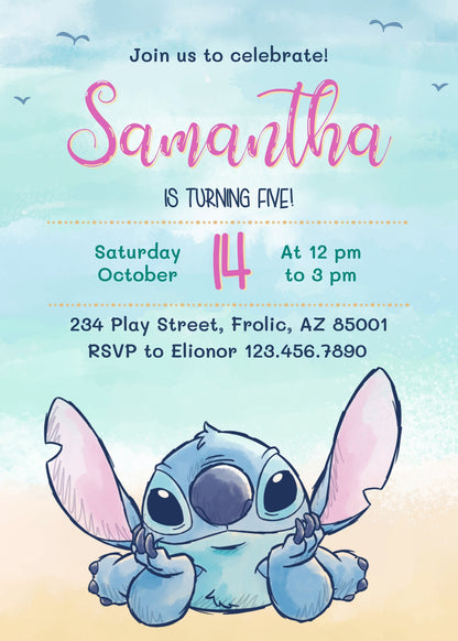 Lilo & Stitch Aloha customizable invitation template | Share or Print |  | DC234