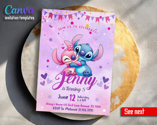 Lilo & Stitch Angel customizable invitation template | Share or Print | girl | OG691