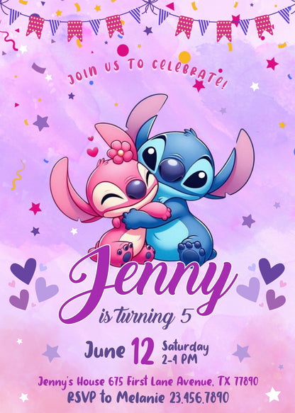 Lilo & Stitch Angel customizable invitation template | Share or Print | girl | OG691