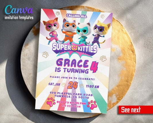SuperKitties customizable invitation template | Share or Print |  | ID487