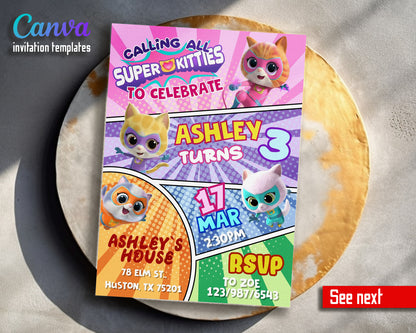 SuperKitties customizable invitation template | Share or Print |  | MT604