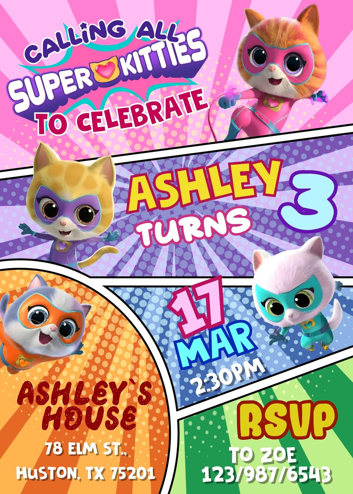SuperKitties customizable invitation template | Share or Print |  | MT604