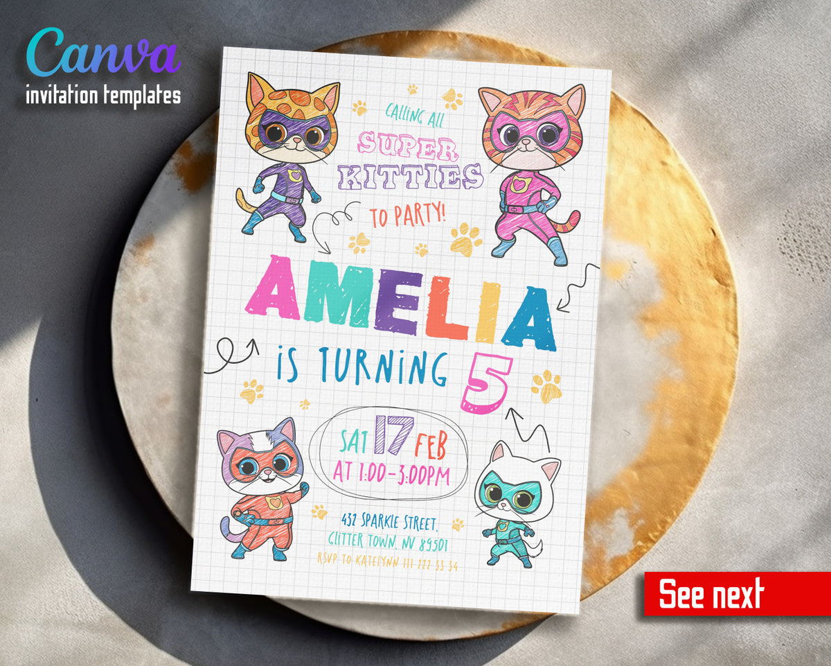 SuperKitties customizable invitation template | Share or Print |  | OW899