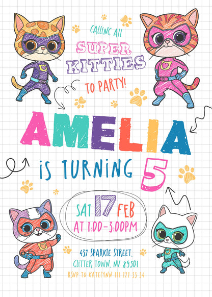 SuperKitties customizable invitation template | Share or Print |  | OW899