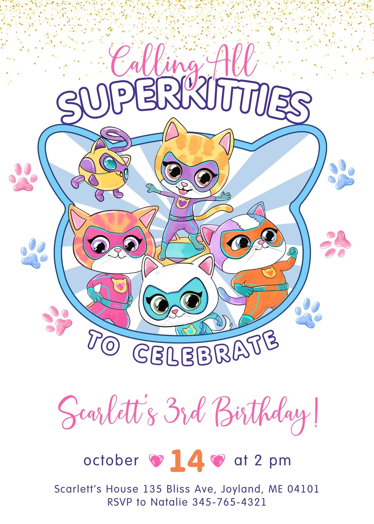SuperKitties customizable invitation template | Share or Print |  | HG611