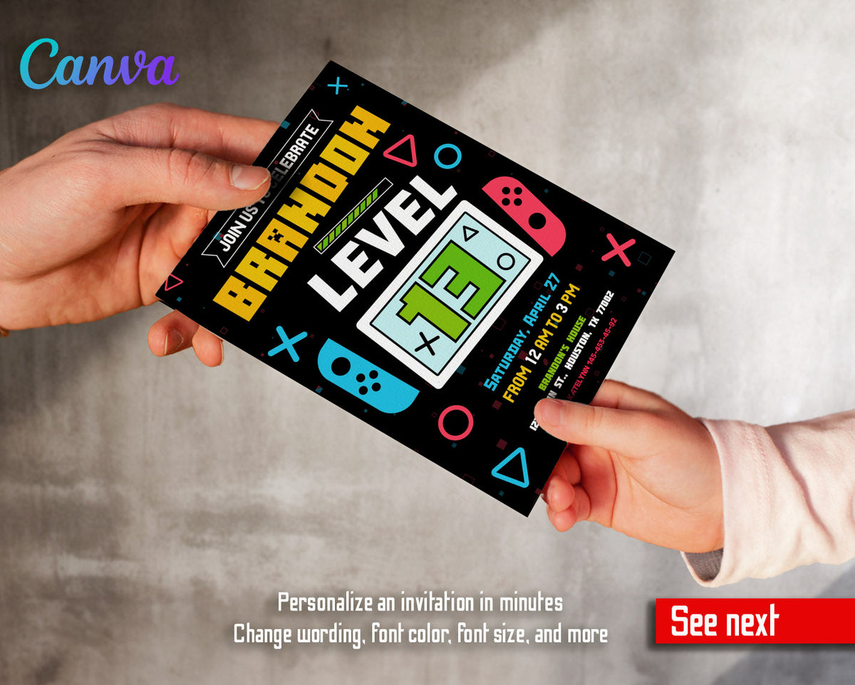 Nintendo Switch Gamer customizable invitation template | Share or Print |  | TZ166