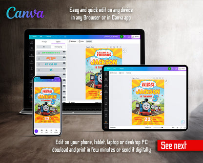 Thomas Train & Friends customizable invitation template | Share or Print |  | LD246