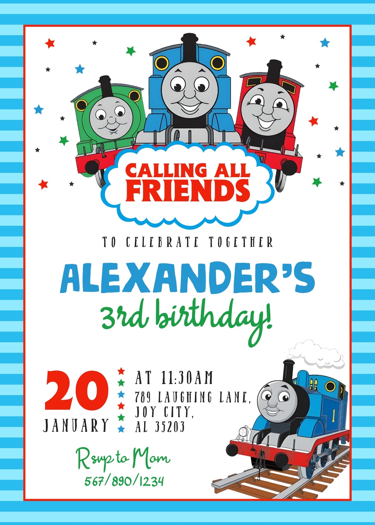 Thomas Train & Friends customizable invitation template | Share or Print |  | WH865
