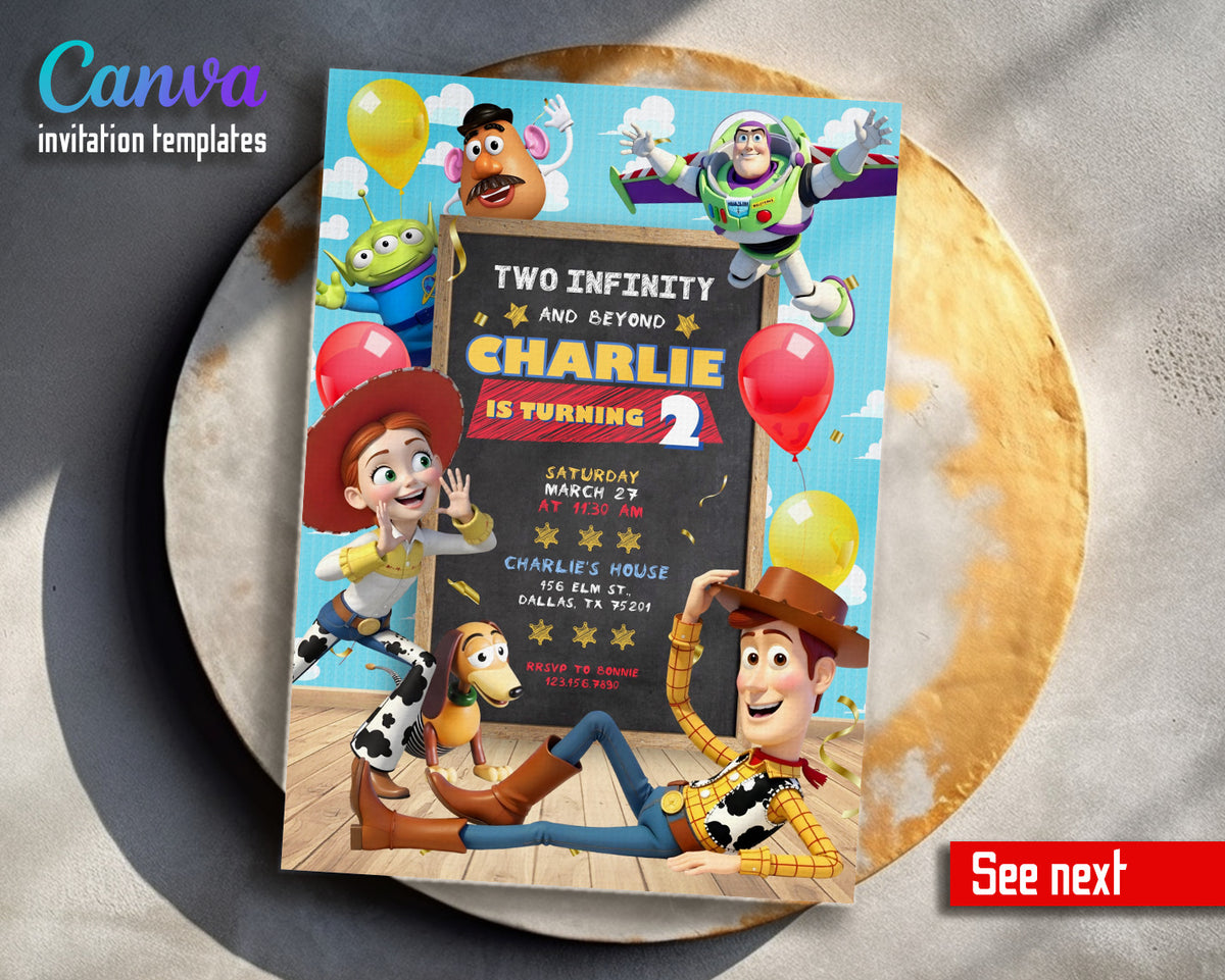Toy Story Woody Buzz Lightyear customizable invitation template | Share or Print |  | US324