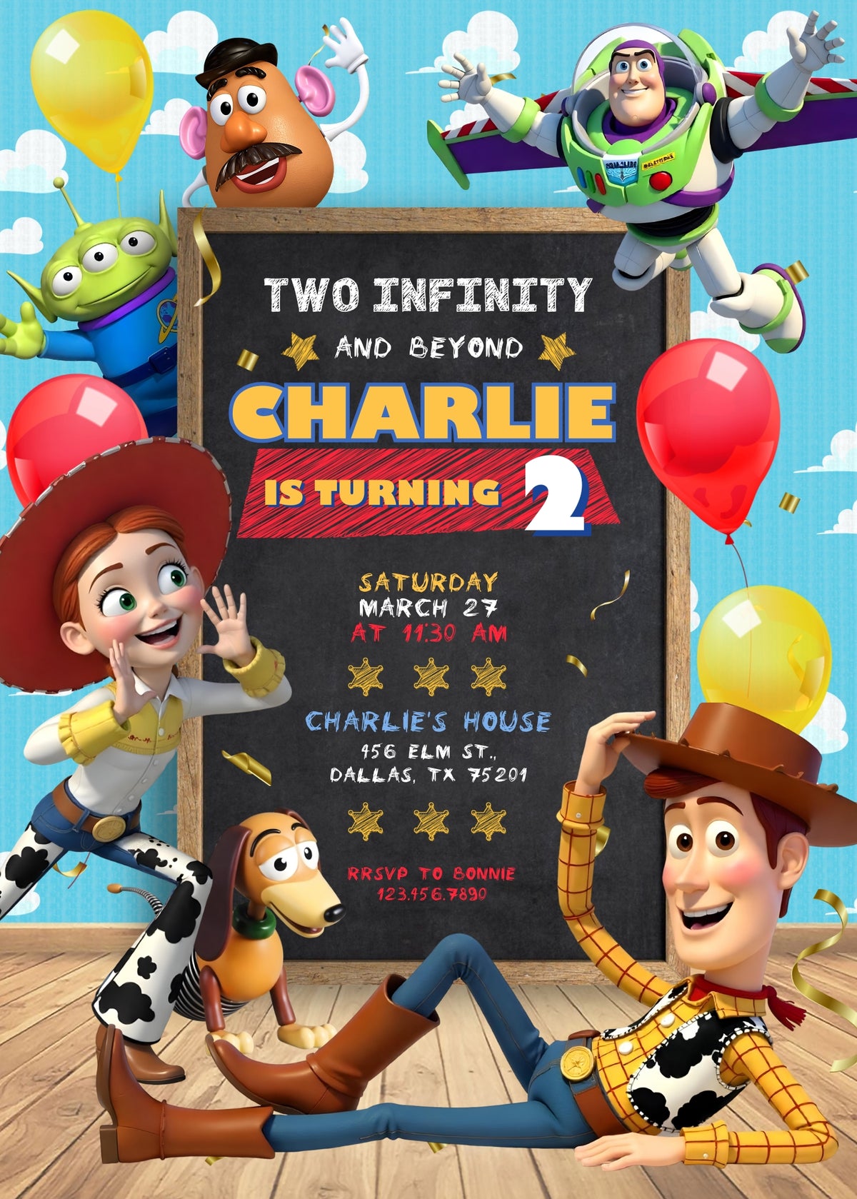 Toy Story Woody Buzz Lightyear customizable invitation template | Share or Print |  | US324