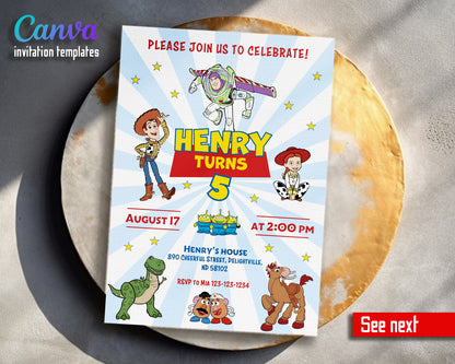 Toy Story Woody Buzz Lightyear customizable invitation template | Share or Print |  | ZU836