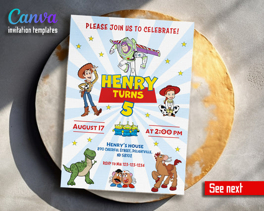 Toy Story Woody Buzz Lightyear customizable invitation template | Share or Print |  | ZU836