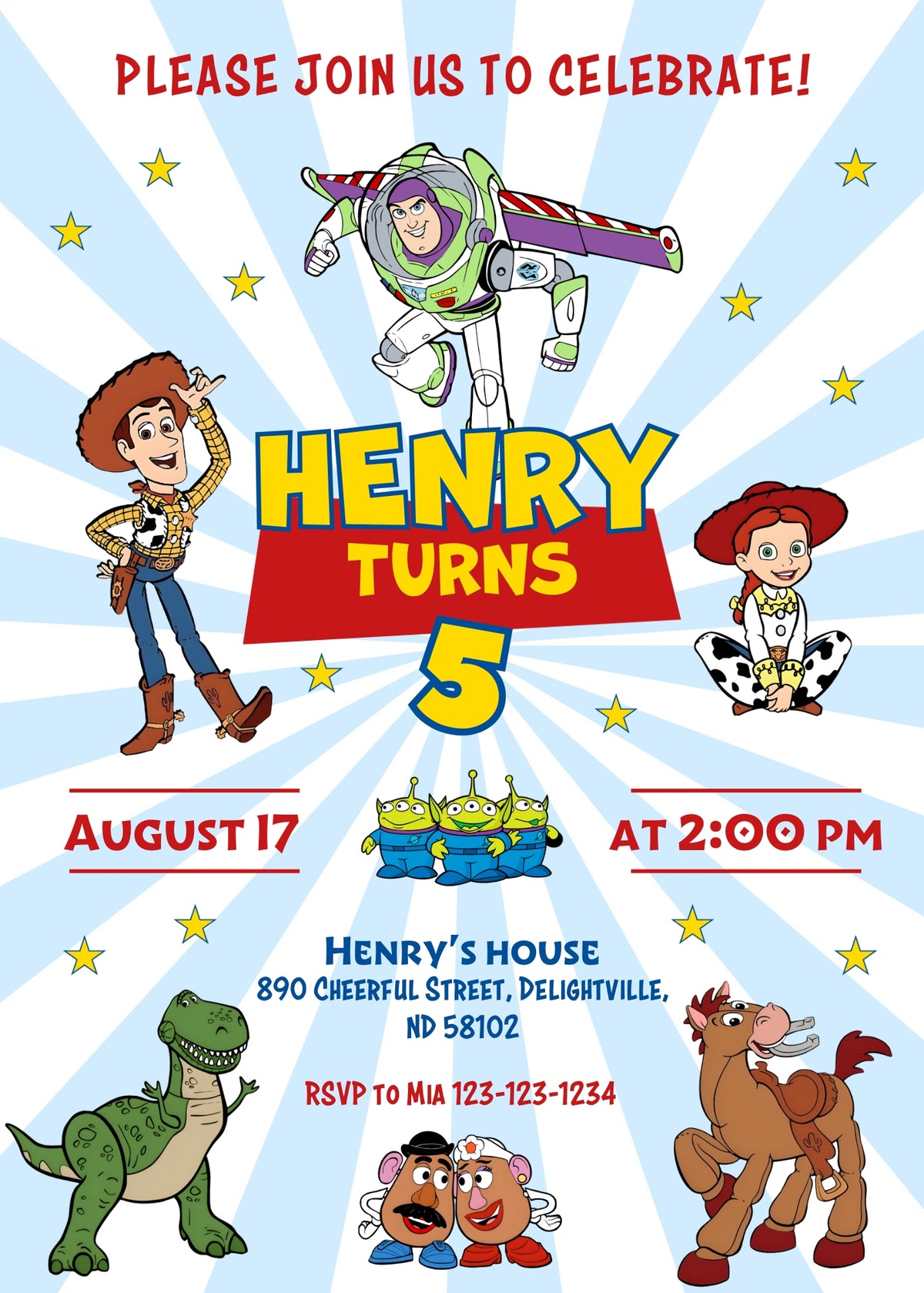 Toy Story Woody Buzz Lightyear customizable invitation template | Share or Print |  | ZU836