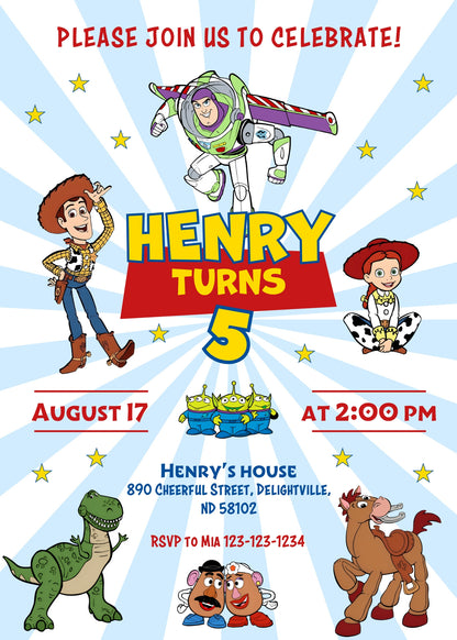 Toy Story Woody Buzz Lightyear customizable invitation template | Share or Print |  | ZU836