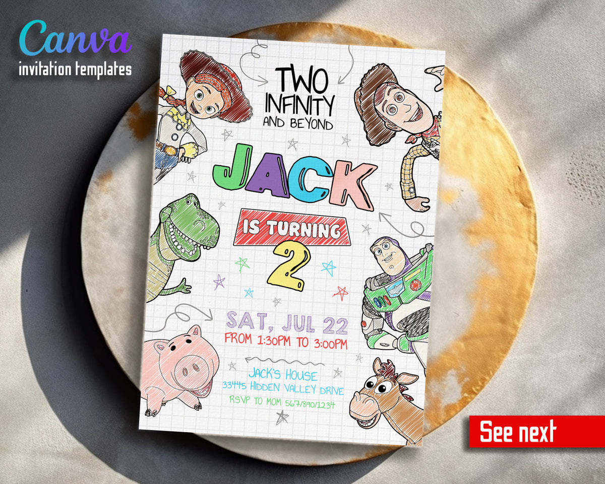 Toy Story Woody Buzz Lightyear customizable invitation template | Share or Print |  | TT593