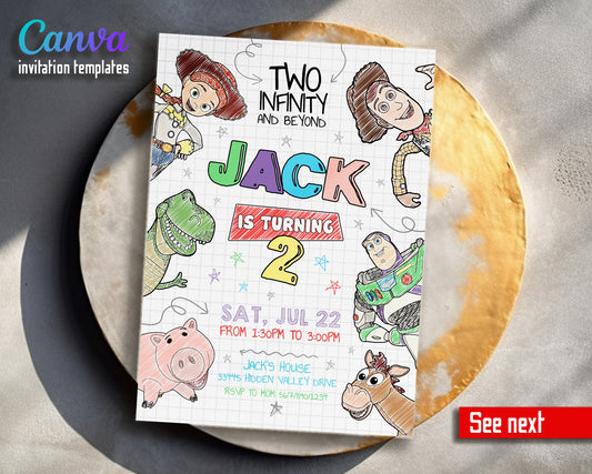 Toy Story Woody Buzz Lightyear customizable invitation template | Share or Print |  | TT593