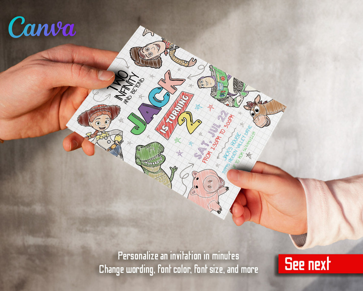 Toy Story Woody Buzz Lightyear customizable invitation template | Share or Print |  | TT593