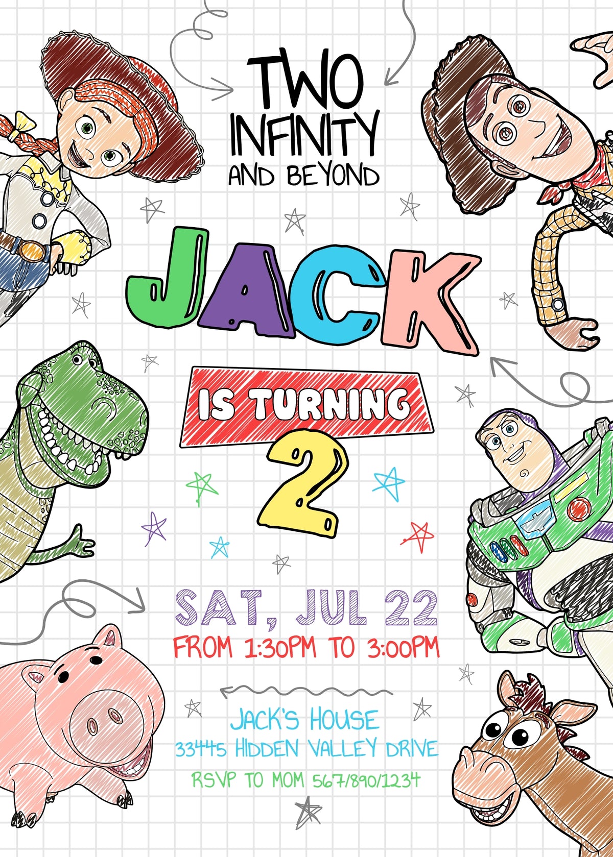 Toy Story Woody Buzz Lightyear customizable invitation template | Share or Print |  | TT593