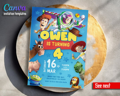 Toy Story Woody Buzz Lightyear customizable invitation template | Share or Print |  | HW374