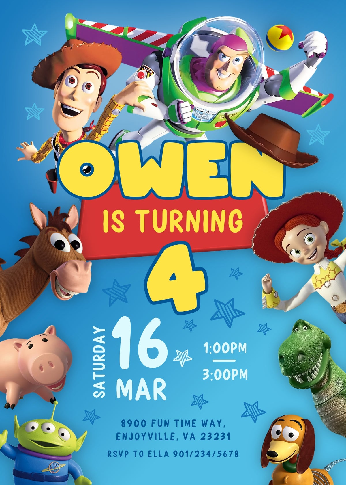 Toy Story Woody Buzz Lightyear customizable invitation template | Share or Print |  | HW374