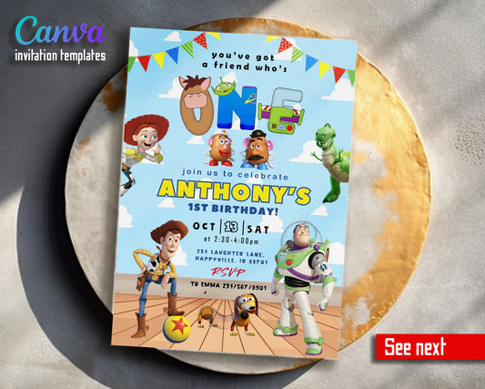 Toy Story Woody Buzz Lightyear customizable invitation template | Share or Print |  | BZ211