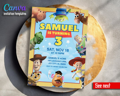 Toy Story Woody Buzz Lightyear customizable invitation template | Share or Print |  | KE254