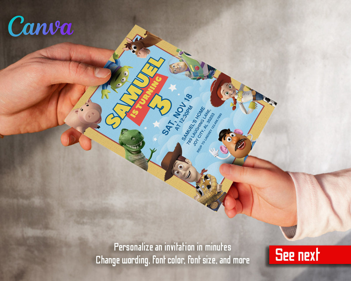 Toy Story Woody Buzz Lightyear customizable invitation template | Share or Print |  | KE254