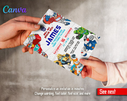 Transformers Rescue Bots customizable invitation template | Share or Print | boy | BI282