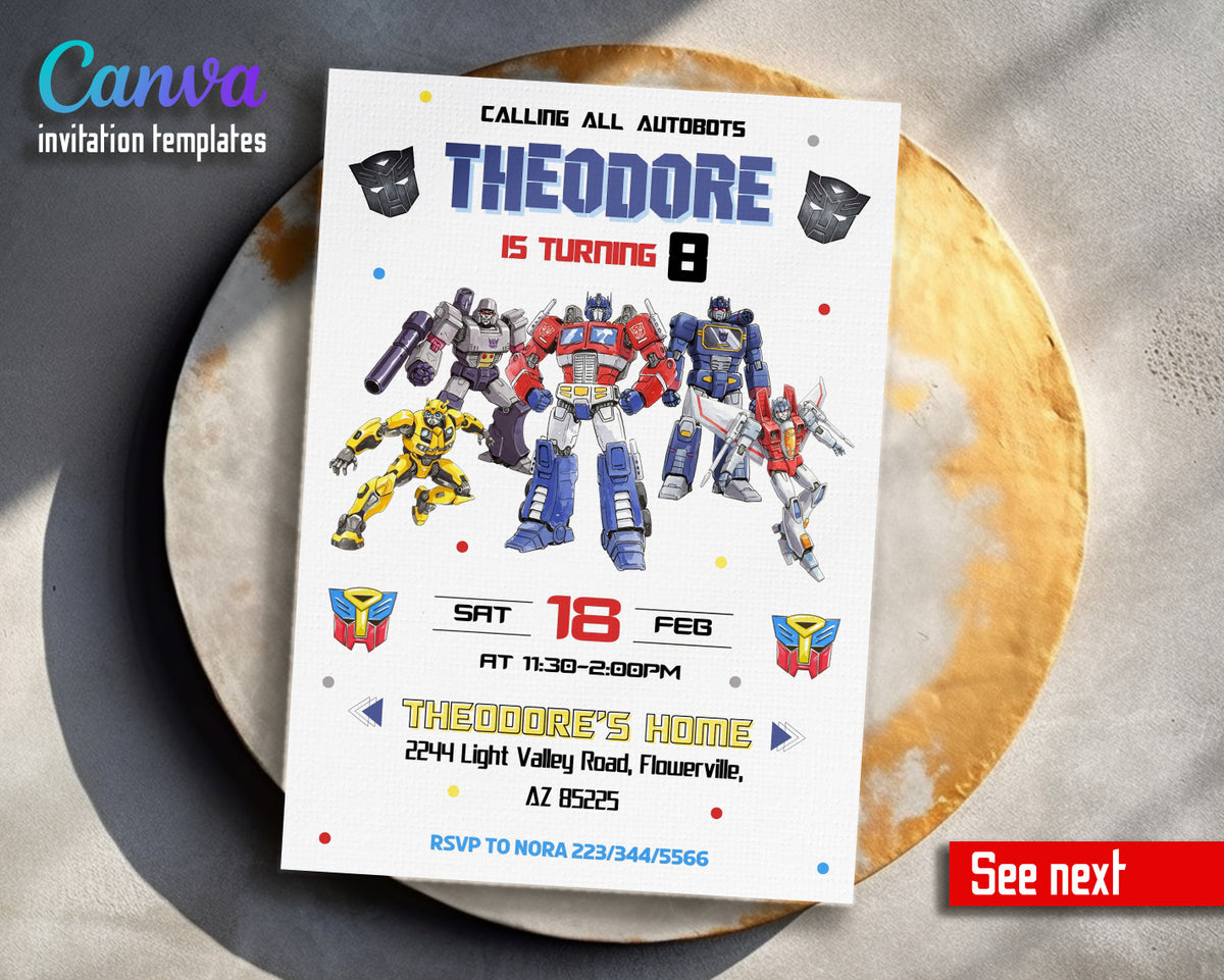 Transformers Rescue Bots customizable invitation template | Share or Print | boy | CH657