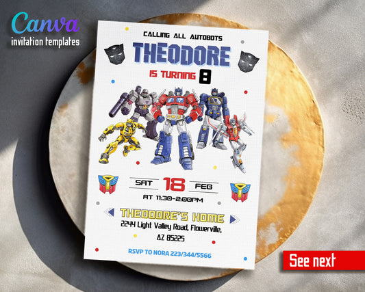 Transformers Rescue Bots customizable invitation template | Share or Print | boy | CH657