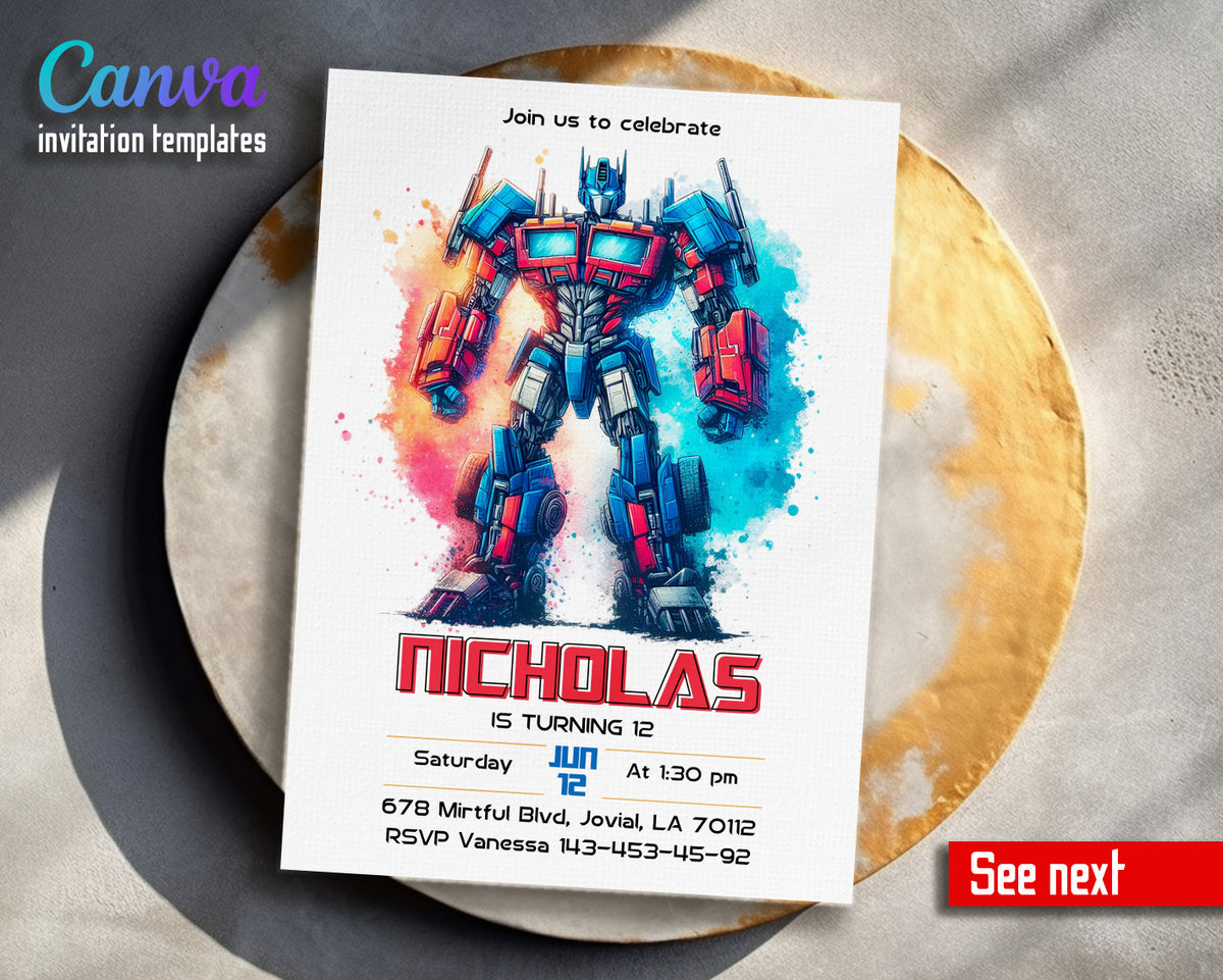 Transformers Rescue Bots customizable invitation template | Share or Print | boy | VV772