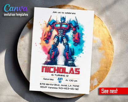 Transformers Rescue Bots customizable invitation template | Share or Print | boy | VV772