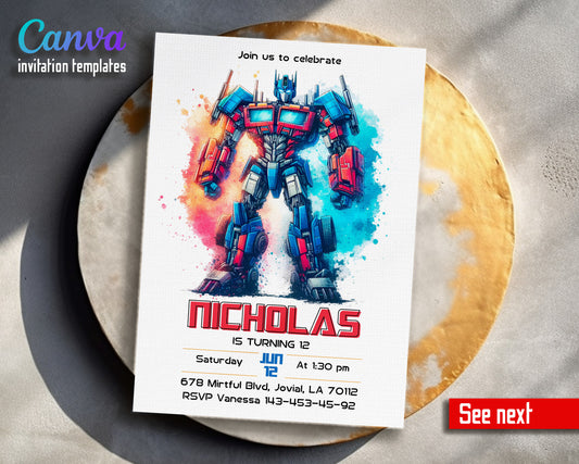 Transformers Rescue Bots customizable invitation template | Share or Print | boy | VV772
