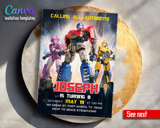Transformers Rescue Bots customizable invitation template | Share or Print | boy | DB682