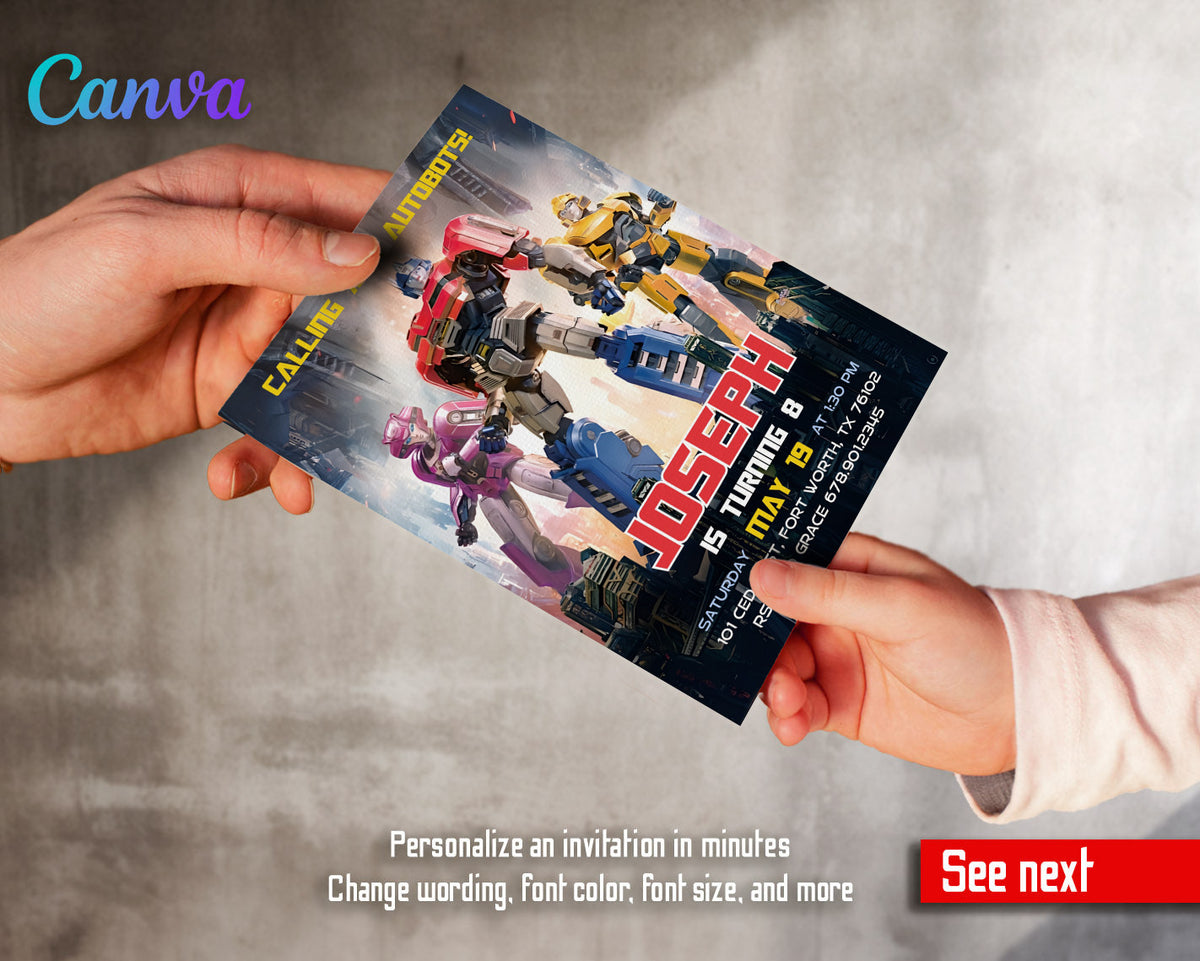 Transformers Rescue Bots customizable invitation template | Share or Print | boy | DB682