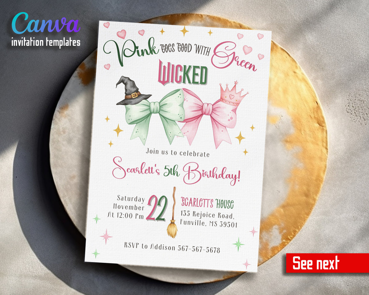 Wicked Musical Movie customizable invitation template | Share or Print |  | CH662