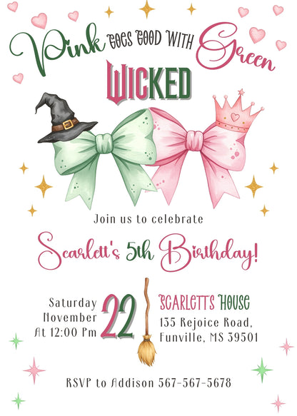 Wicked Musical Movie customizable invitation template | Share or Print |  | CH662