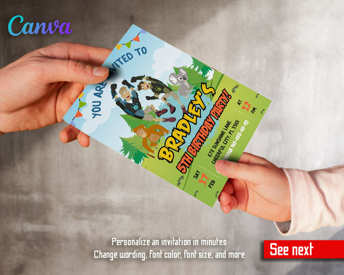 Wild Kratts Creature Hero customizable invitation template | Share or Print |  | SD963